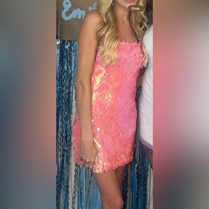 Nasty gal Disc Sequin Cut Out Side Strappy Mini Dress XS